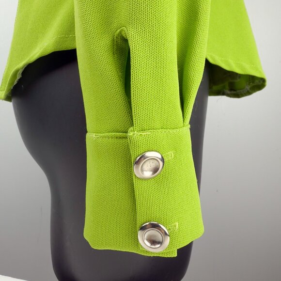 SANDRO Made in France Lace-Up Collared Long Sleeve Lime Green Top Blouse US 6 - Picture 4 of 9